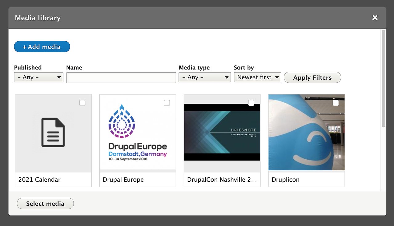 Drupal Media Library The Media Library in Drupal 8.6